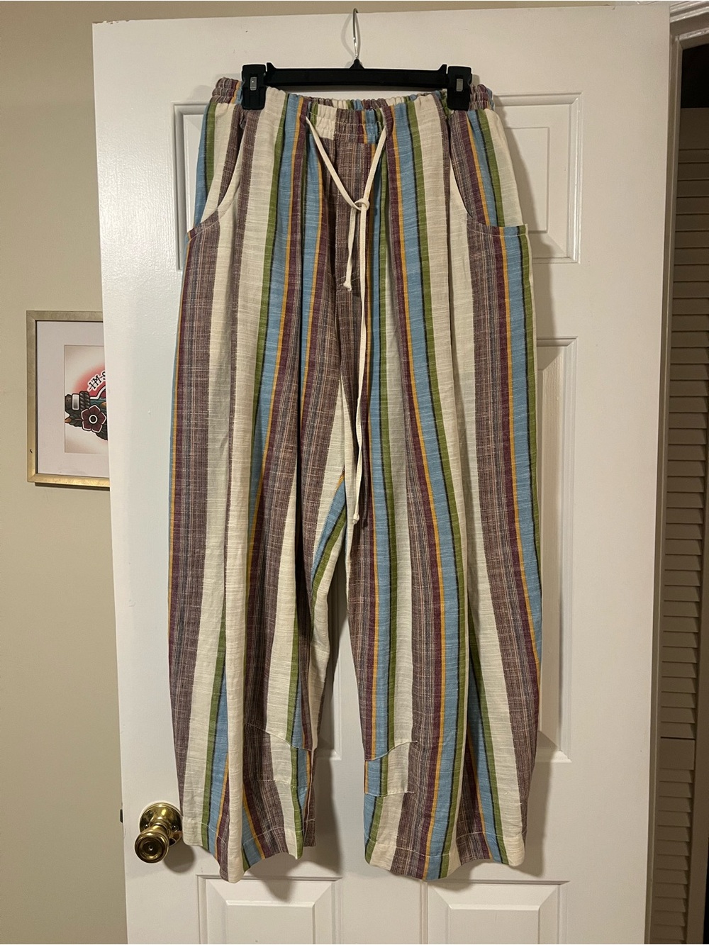 Free People Multicolor Vertical Stripe Drawstring pants